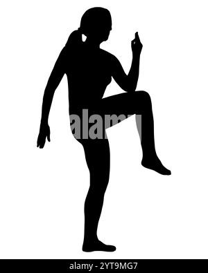 Silhouette d'une femme exerçant Banque D'Images