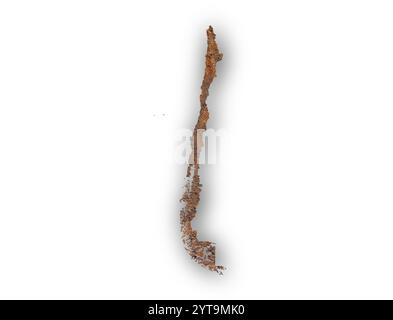 La carte du Chili sur métal rouillé Banque D'Images