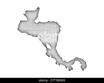 La carte de l'Amérique centrale sur le vieux linge de maison Banque D'Images