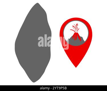 Carte des Tonga avec indicateur de volcan Banque D'Images