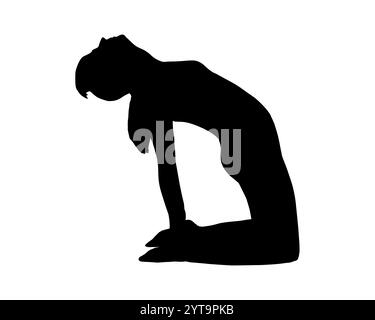 Silhouette d'une femme faisant du yoga Banque D'Images