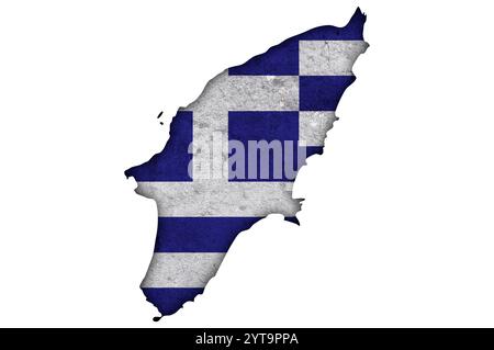 Carte et drapeau de Rhodes sur béton abîmé Banque D'Images