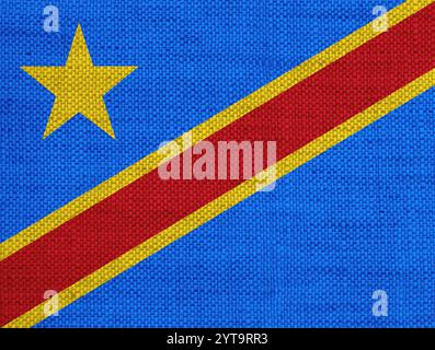 Drapeau de la République démocratique du Congo sur vieux linge Banque D'Images