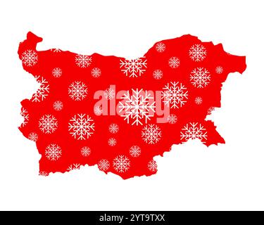 Carte de la Bulgarie avec des flocons Banque D'Images