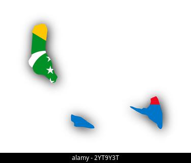 La carte et le drapeau des Comores Banque D'Images