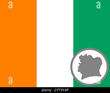 Drapeau et carte de Côte d'Ivoire Banque D'Images