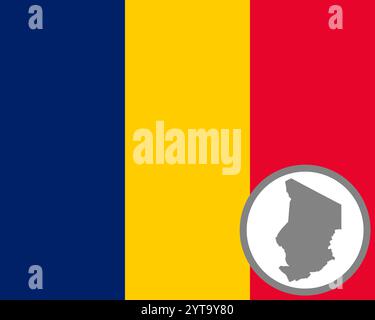 Drapeau et carte du Tchad Banque D'Images