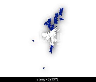 Carte et drapeau des îles Shetland Banque D'Images