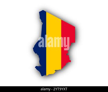 La carte et drapeau du Tchad Banque D'Images