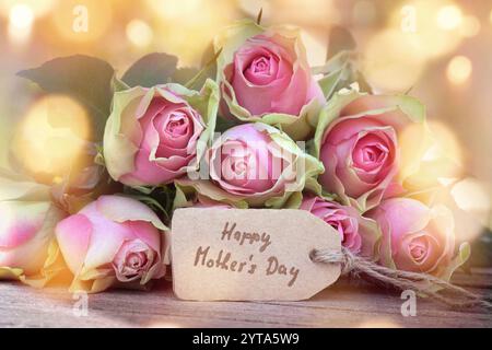 Roses pour une heureuse fête des mères avec de tendres bokeh Banque D'Images