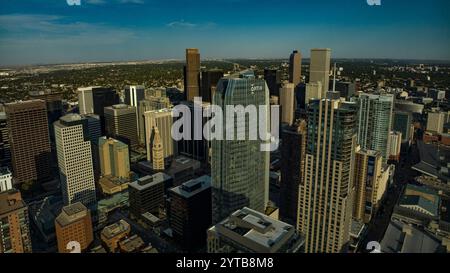 29 SEPTEMBRE 2023, DENVER, COLORADO, USA - vue aérienne de Denver au coucher du soleil Banque D'Images