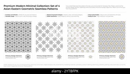 Ensemble de motifs sans couture moderne, minimaliste et géométrique. Pack Design arabe, persan et oriental. illustration vectorielle Illustration de Vecteur