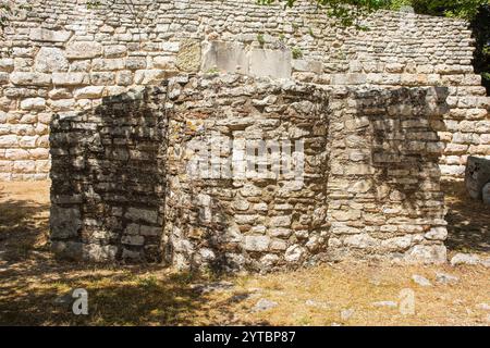 L'église du Nord-est dans le parc archéologique de Butrint, dans le parc national de Butrint, au sud de l'Albanie. Un site classé au patrimoine mondial de l'UNESCO. XIIIe siècle byzantin Banque D'Images