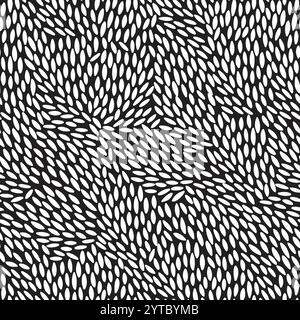 Motif de style organique avec des formes noires allongées répétées ressemblant à des graines ou des gouttes de pluie Illustration de Vecteur