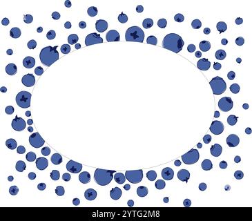 cadre vectoriel géométrique ovale avec des bleuets mûrs sur fond blanc isolé. illustration graphique. Illustration de Vecteur