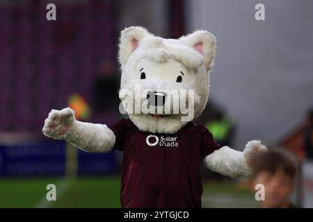 7 décembre 2024 ; Tynecastle Park, Édimbourg, Écosse : Scottish Premiership Football, Heart of Midlothian versus Dundee ; Hearts Mascot Banque D'Images