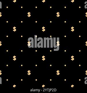 Motif avec le signe dollar. Arrière-plan vectoriel transparent. Texture noire et dorée. Motif graphique moderne. Illustration de Vecteur
