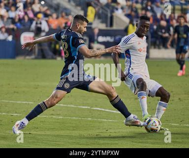 CHESTER, PA, États-Unis - 19 OCTOBRE 2024 : MLS match entre Philadelphia Union et le FC Cincinnati au Subaru Park. ***USAGE ÉDITORIAL SEULEMENT*** Banque D'Images