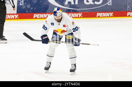 Kloten, Suisse, 24 septembre 2024 : #20 Andreas Eder, attaquant RedBull Munich. (Photo Andreas Haas/dieBildmanufaktur) Banque D'Images