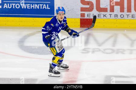 Kloten, Suisse, 30 novembre 2024 : #14 Mischa Ramel, attaquant EHC Kloten. (Photo Andreas Haas/dieBildmanufaktur) Banque D'Images