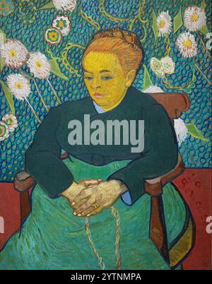 Van Gogh 'la berceuse'- 1889 - la berceuse, ou femme qui bascule le berceau ; l'un des cinq tableaux de Madame Roulin. Vincent Van Gogh Portrait peinture. Banque D'Images