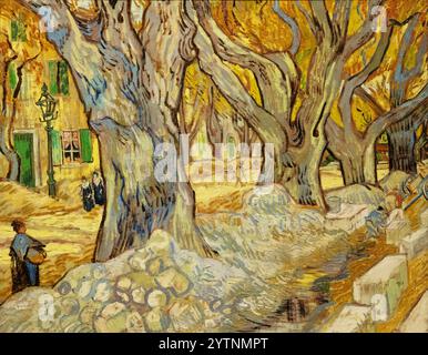 Van Gogh les grands platanes (marchands à Saint Rémy), 1889. Vincent Van Gogh peinture ; peintre post-impressionniste du XIXe siècle. Banque D'Images