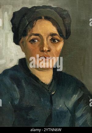 Van Gogh tête d'une paysanne vers 1884 ; huile sur toile. Vincent Van Gogh peinture d'une femme, Van Gogh portrait d'une femme ; peintures du XIXe siècle. Banque D'Images