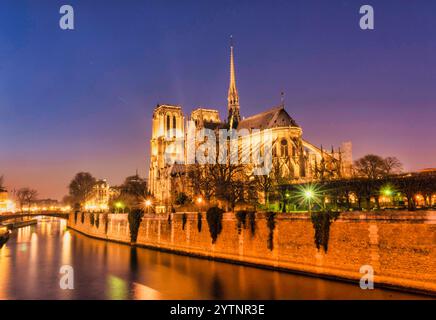 Paris, France 21 janvier 2017 Cathédrale notre-Dame de Paris avant l'incendie qui a détruit notre-Dame le 15 avril 2019. Notre Dame rouvrira le 7 décembre 2024 après une restauration de 737 millions de dollars. Notre Dame de Paris, également connue à la cathédrale notre Dame est une cathédrale médiévale sur la Seine à l'Ile de la Cité à Paris, en France. (Rick Friedman) Banque D'Images