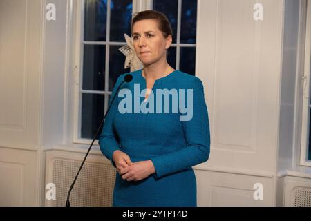 Kongens Lyngby, Copenhague, Danemark. 7 décembre 2024. Le premier ministre mette Frederiksen rencontre la presse à Marienborg à Kongens Lyngby, au Danemark, le samedi 7 décembre 2024. Le président égyptien effectue une visite d'État de deux jours au Danemark. (Crédit image : © Kristian Tuxen Ladegaard Berg/ZUMA Press Wire) USAGE ÉDITORIAL SEULEMENT! Non destiné à UN USAGE commercial ! Crédit : ZUMA Press, Inc/Alamy Live News Banque D'Images