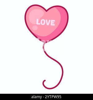 Ballon en forme de coeur rose. Motif Saint-Valentin. Illustration vectorielle. Illustration de Vecteur