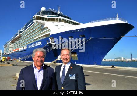 Port Canaveral, comté de Brevard, Floride, États-Unis. 7 décembre 2024. Celebrity Equinox est arrivé à Port Canaveral cette semaine, entrant dans l'histoire en tant que premier navire Celebrity Cruises à naviguer depuis le populaire port de Floride centrale. Le Celebrity Equinox de 2 850 passagers devient le 15e navire de Port Canaveral à accueillir le deuxième port de croisière le plus fréquenté au monde. Crédit : Julian Leek/Alamy Live News Banque D'Images