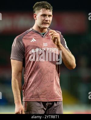 Limerick, Irlande. 08 décembre 2024. Evan O'Connell de Munster lors de la Coupe des Champions Investec, Poule 3e tour, match entre Munster Rugby et stade Francais Paris au Thomond Park à Limerick, Irlande le 7 décembre 2024 (photo par Andrew SURMA/ crédit : Sipa USA/Alamy Live News Banque D'Images