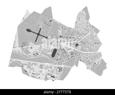 Carte de Versailles, France. Carte vectorielle détaillée de la ville, zone métropolitaine. Streetmap avec routes. Illustration de Vecteur