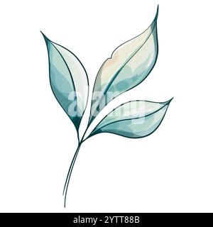 Cette illustration exquise à l'aquarelle met magnifiquement en valeur les feuilles vertes luxuriantes, mettant en valeur leurs caractéristiques complexes et délicates. La couleur apaisante Illustration de Vecteur