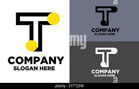 Conception de modèle de logo de lettre plate T dans différents types. Illustration de Vecteur