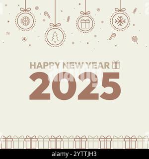 Carte de voeux bonne année 2025, illustration vectorielle Illustration de Vecteur
