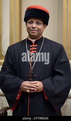 7 décembre 2024 Palais apostolique - salle de bénédiction son Eminence le Cardinal George Jacob Koovakad, coodinateur des visites apostoliques lors de la visite de courtoisie. Banque D'Images