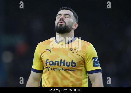 Leeds, Royaume-Uni. 07 décembre 2024. Eiran Cashin, du comté de Derby, réagit après le but lors du Leeds United FC vs Derby County FC Skybet EFL Championship match à Elland Road, Leeds, Angleterre, Royaume-Uni le 7 décembre 2024 Credit : Every second Media/Alamy Live News Banque D'Images