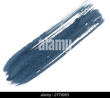 Grands coups de pinceau aquarelle bleu foncé. Traits de couleur Indigo sur la texture du papier pour les affiches, bannière, modèle de carte postale. Arrière-plan abstrait Banque D'Images