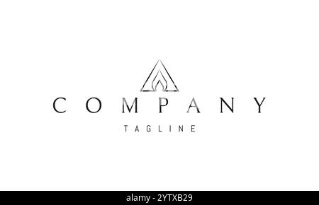 Logo vectoriel avec une image abstraite d'une flamme dans un triangle. Illustration de Vecteur