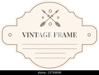 Cadre vintage avec flèches croisées et plumes, apportant une touche élégante et classique à divers projets de design, des invitations aux logos Illustration de Vecteur