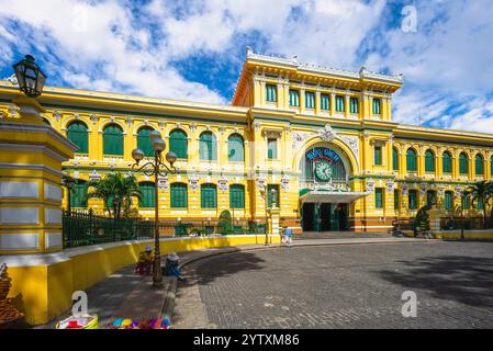 Bureau de poste central de Saigon dans le centre-ville de Ho Chi Minh-ville, Vietnam. Banque D'Images