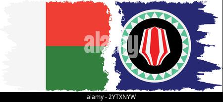 Bougainville et Madagascar grunge drapeaux connexion, vecteur Illustration de Vecteur