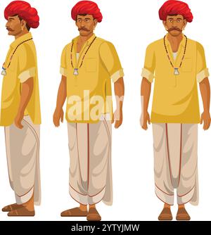 Illustration de retournement d'homme de village indien pour l'animation et tous vos dessins Illustration de Vecteur