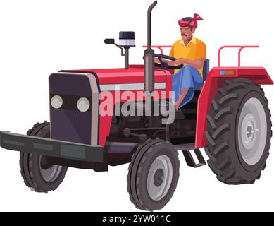 Agriculteur indien conduisant un tracteur Illustration de Vecteur