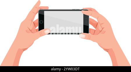La personne tenant une illustration vectorielle de smartphone Illustration de Vecteur