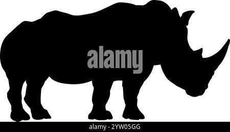 vecteur silhouette de rhino, silhouette de rhinocéros Illustration de Vecteur