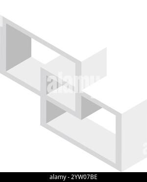 Les étagères blanches modernes à emboîtement créant une solution de rangement élégante sont présentées dans une vue isométrique, mettant en valeur leur design et leur fonctionnalité uniques Illustration de Vecteur
