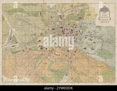 Carte vintage de la ville de Lviv (Lvov, Lwow) Ukraine. 1890 Banque D'Images