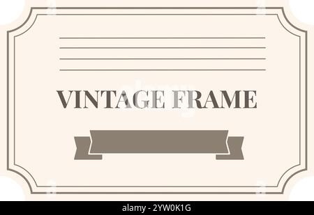 Cadre vintage avec un ruban et des lignes élégantes, rehaussant les certificats, les invitations et les documents formels avec un charme intemporel et une sophistication Illustration de Vecteur